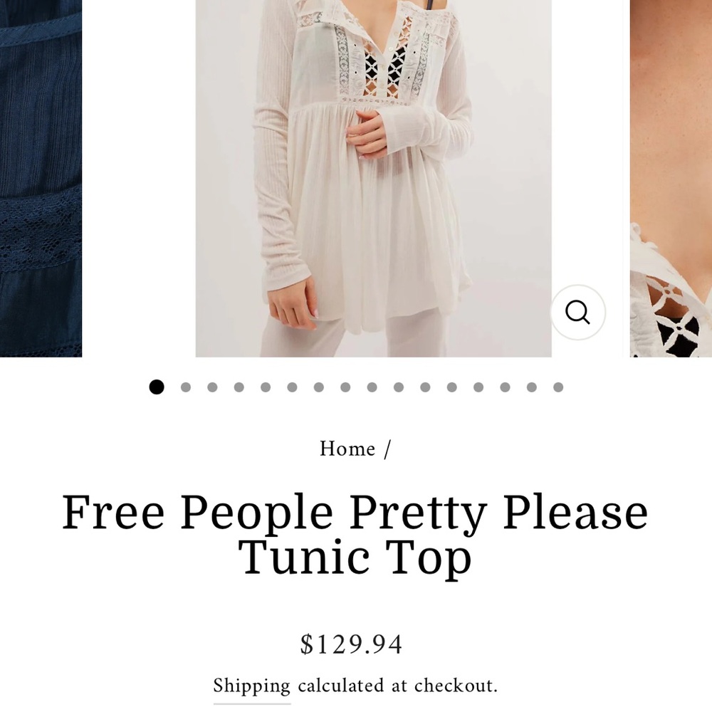 Free People Cream Relaxed Tunic with Bib Collar